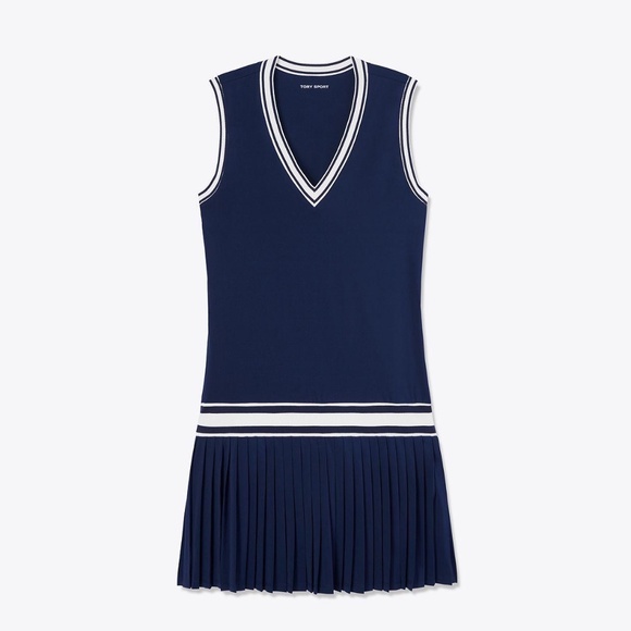 NWOT Tory Burch Performance V-Neck Tennis Dress in Navy - Picture 1 of 4